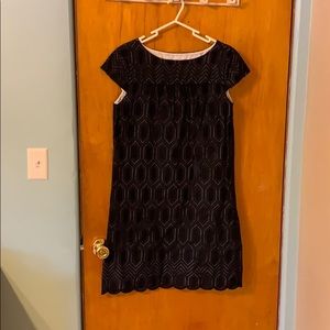 Ann Taylor navy eyelet shift dress